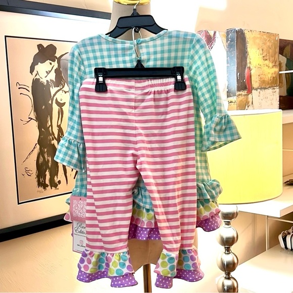 NWT,Rare Editions,2-Pc Set, Whimsical Bunny Design,Ruffled Top & Pants, Size 4T - Picture 5 of 6